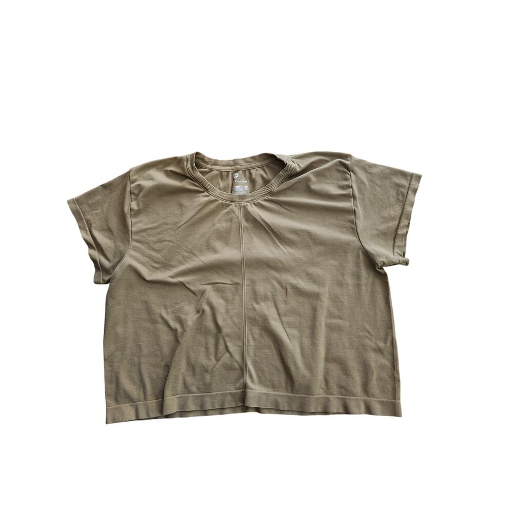 All In Motion Olive Green Seam Detail Cropped Tee Medium
